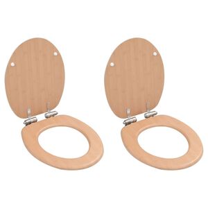 vidaXL Assentos sanita 2 pcs c/ tampas fecho suave MDF design bambu