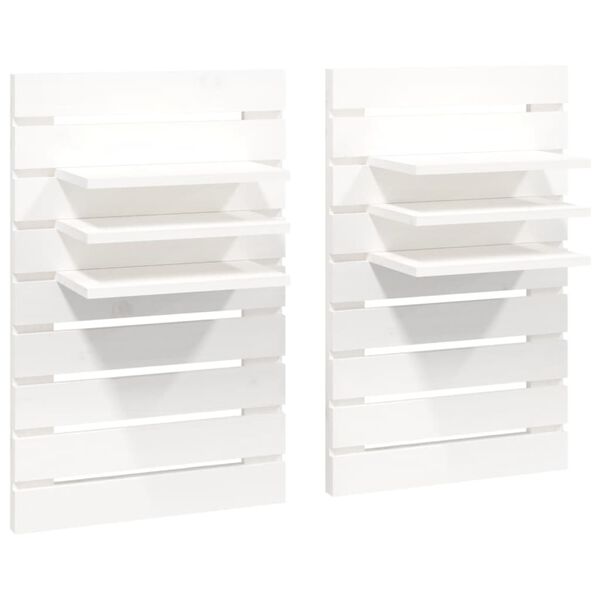 vidaXL Prateleiras de montagem na parede 2 pcs pinho maciço branco