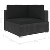 vidaXL 8 pcs conjunto lounge de jardim c/ almofadões vime PE preto