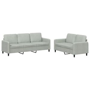 vidaXL 2 pcs conjunto de sof&aacute;s veludo cinzento-claro