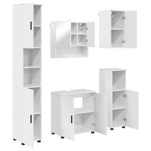 vidaXL Conjunto de M&oacute;veis para Banheiro 5 pcs Branco Brilhante