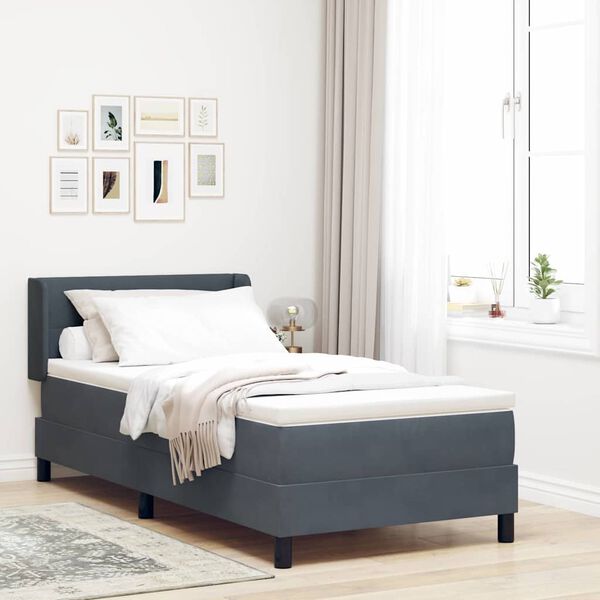 vidaXL Cama Box com colch&atilde;o Cinza Escuro 200 x 80 cm Veludo