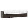 vidaXL 4 pcs conjunto lounge jardim c/ almofad&otilde;es vime PE castanho