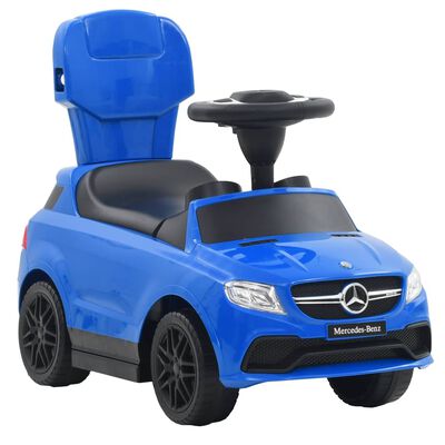 vidaXL Carro passeio c/ barra de empurrar Mercedes Benz GLE63 azul