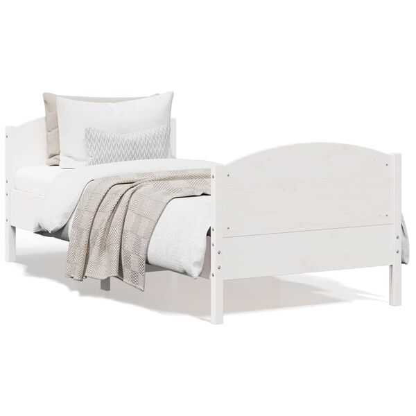 vidaXL Cama sem colch&atilde;o 75x190 cm madeira de pinho maci&ccedil;a branco