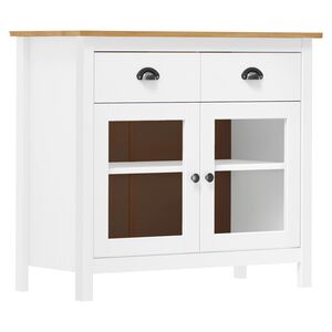 vidaXL Aparador Hill 90x40x80 cm madeira de pinho maci&ccedil;a branco