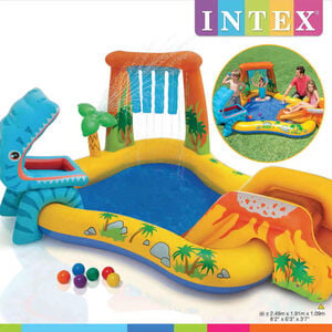Intex Piscina insufl&aacute;vel Dinosaur Play Center 249x191x109 cm 57444NP