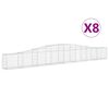vidaXL Cestos gabi&atilde;o arqueados 8 pcs 400x30x40/60 cm ferro galvanizado
