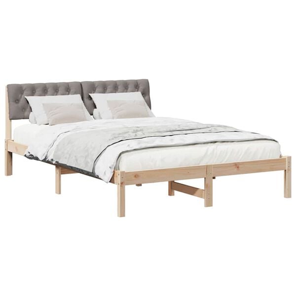 vidaXL Estrutura da cama com cabeceira Marrom e taupe 160 x 200 cm