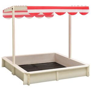 vidaXL Caixa de areia c/ telhado ajust&aacute;vel abeto UV50 branco/vermelho