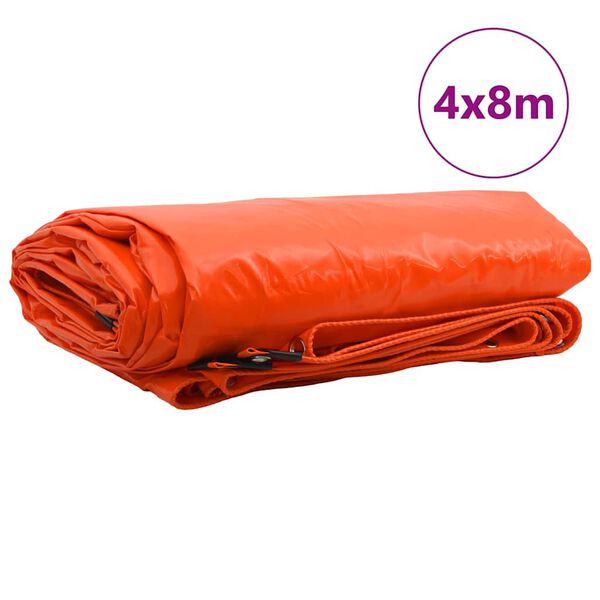 vidaXL Lona 650g / m² Laranja 4 x 8 m Lona com revestimento em PVC