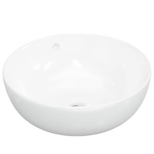 vidaXL Lavat&oacute;rio redondo 44x17 cm cer&acirc;mica branco