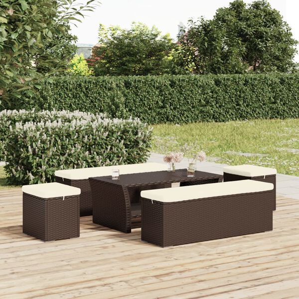 vidaXL Otomanas com almofad&otilde;es 2 pcs 40x30x40 cm vime PE castanho