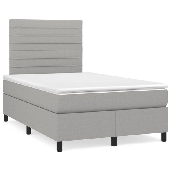 vidaXL Cama boxspring com colch&atilde;o 120x190 cm tecido cinzento-claro
