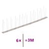 vidaXL Conjunto 6 picos p&aacute;ssaros e pombos 2 filas 3 m a&ccedil;o inoxid&aacute;vel
