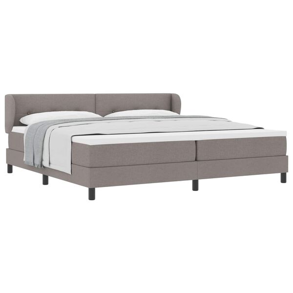 vidaXL Cama Box com colch&atilde;o Cinzento-acastanhado 200 x 200 cm tecido