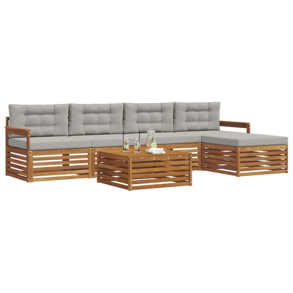 vidaXL Conjunto de Sof&aacute;s para Exterior 6 pcs Cinza Natural e Claro