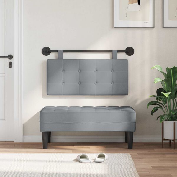 vidaXL Cabeceira Suspensa Cinzento-claro 100 x 55 x 5 cm tecido