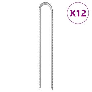 vidaXL Estacas p/ tenda 12 pcs forma de U 37 cm &Oslash;10 mm a&ccedil;o galvanizado