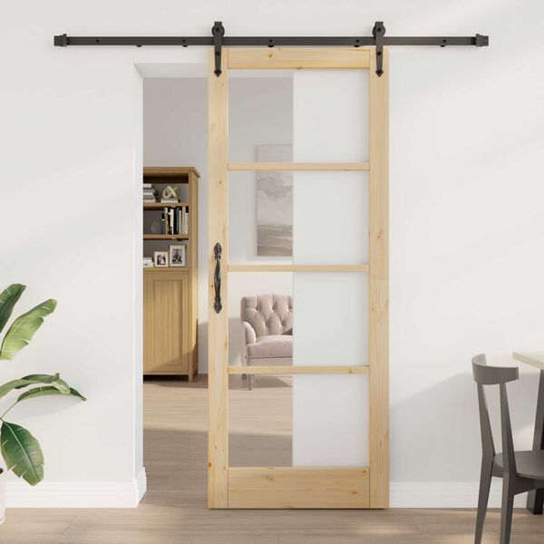 vidaXL Porta Deslizante Natural e Preto 83 x 211 cm