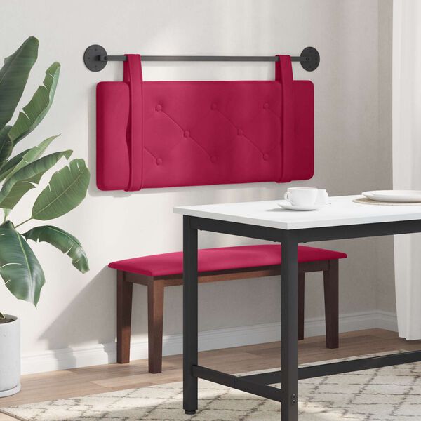 vidaXL Cabeceira Suspensa Vinho Vermelho 110 x 55 x 5 cm Veludo