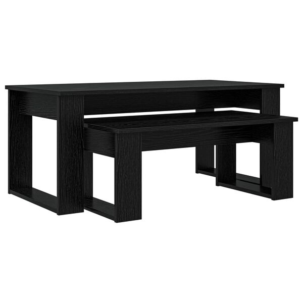 vidaXL Conjunto de Mesas de Caf&eacute; 2 pcs Carvalho Preto