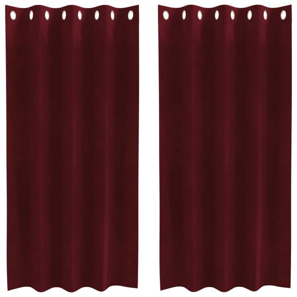 vidaXL Cortinas opacas 2 pcs Vinho Vermelho 140 x 175 cm Veludo