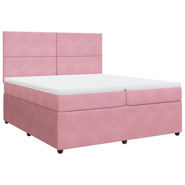 vidaXL Cama com molas/colch&atilde;o 200x200 cm veludo rosa