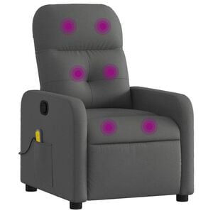 vidaXL Poltrona de massagens reclin&aacute;vel tecido cinzento-escuro