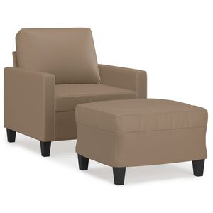 vidaXL Poltrona com apoio de p&eacute;s 60 cm couro artificial cappuccino