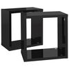 vidaXL Prateleiras parede forma de cubo 2 pcs 26x15x26 cm preto brilh.
