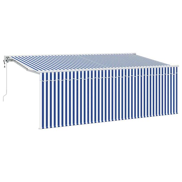 vidaXL Toldo Retr&aacute;til Riscas Azul 350 x 200 cm tecido