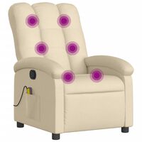 vidaXL Poltrona de massagens reclinável tecido cor creme
