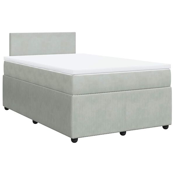 vidaXL Cama boxspring c/ colch&atilde;o 120x200 cm veludo cinzento-claro