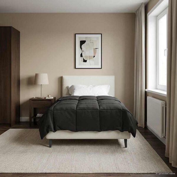 vidaXL Edredom de Ver&atilde;o Simples Antracite 135 x 200 cm Microfibra