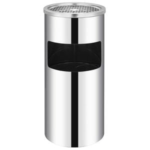 vidaXL Caixote do lixo com cinzeiro para parede 26 L a&ccedil;o inoxid&aacute;vel
