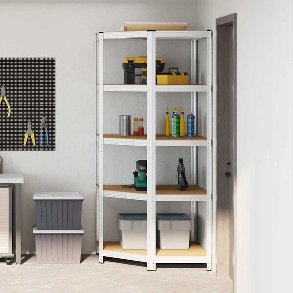 vidaXL Prateleira de canto com prateleira Prateado 90 x 90 x 198 cm