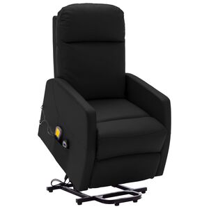 vidaXL Poltrona massagens elevat&oacute;ria couro artificial preto