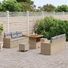 vidaXL Conjunto de Sof&aacute; de Jardim 9 pcs Bege vime PE