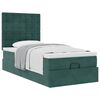 vidaXL Estrutura cama otomana colch&otilde;es 80x200cm veludo verde escuro