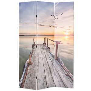 vidaXL Biombo dobr&aacute;vel com estampa de lago 120x170 cm