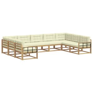 vidaXL Conjunto de Sof&aacute;s para Exterior 9 pcs Branco e Creme