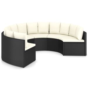 vidaXL 6 pcs conjunto sof&aacute;s de jardim c/ almofad&otilde;es vime PE preto