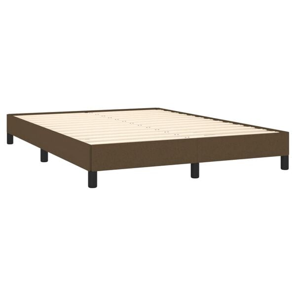 vidaXL Estrutura de cama sem colch&atilde;o 140x200 cm tecido castanho-escuro