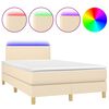 vidaXL Cama box spring c/ colch&atilde;o e LED 120x200 cm tecido cor creme