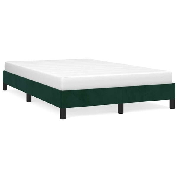 vidaXL Estrutura de cama com colch&atilde;o verde escuro 120x190 cm Veludo