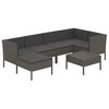 vidaXL 7 pcs conjunto lounge de jardim c/ almofad&otilde;es vime PE cinzento