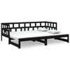 vidaXL Estrutura sof&aacute;-cama de puxar pinho maci&ccedil;o preto 2x(90x190) cm