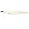 vidaXL Toldo retr&aacute;til manual com LEDs Creme e Branco 3 x 2 m