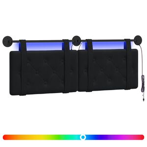 vidaXL Cabeceira suspensa Com luz LED Preto Veludo
